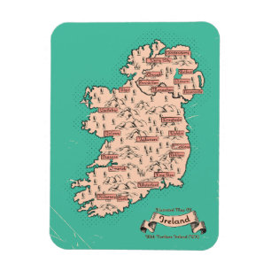Illustrated Travel karta i Irland Magnet