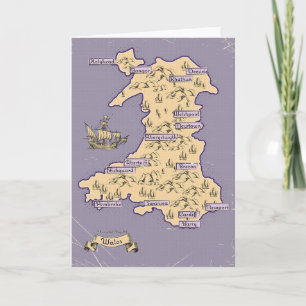 Illustrated Travel karta of Wales Inbjudan