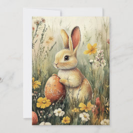 Illustrated Vår Bunny Påsk Helgdag Card Julkort