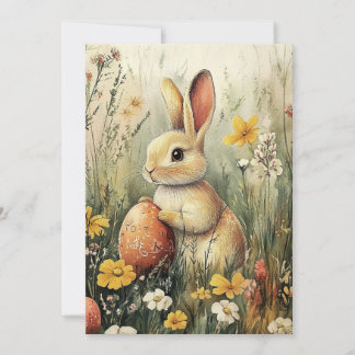 Illustrated Vår Bunny Påsk Helgdag Card Julkort