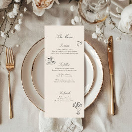 Illustrated Whimsical Bröllop Menu Meny