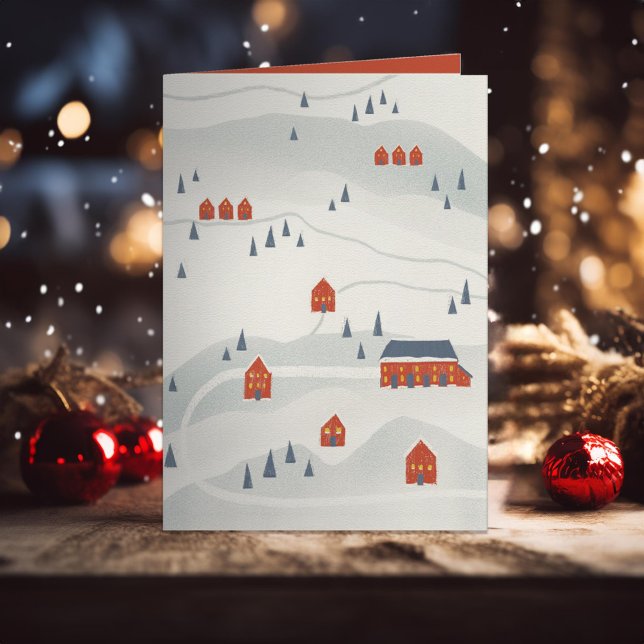 Illustrated Winter Village Helgkort (Skapare uppladdad)
