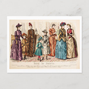 Illustration 1889 för vintage Mode Vykort