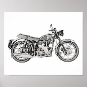 Illustration 1952 för Velocette giftmotorcykel Poster
