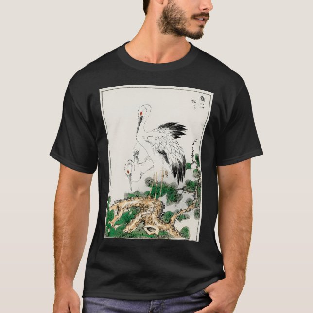 Illustration 41572332 från japanska stork och Gräs T Shirt (Framsida)