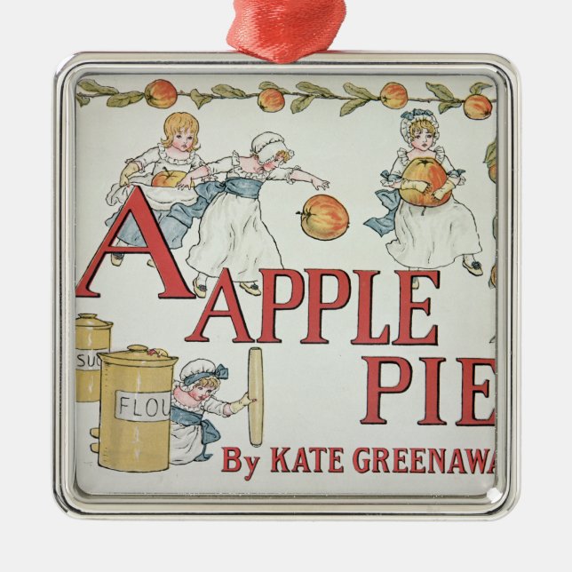 Illustration "A" från 'den Apple pajen Alphabet Julgransprydnad Metall (Framsidan)