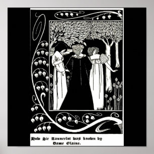 Illustration-Aubrey Beardsley 5 med poster Vintage