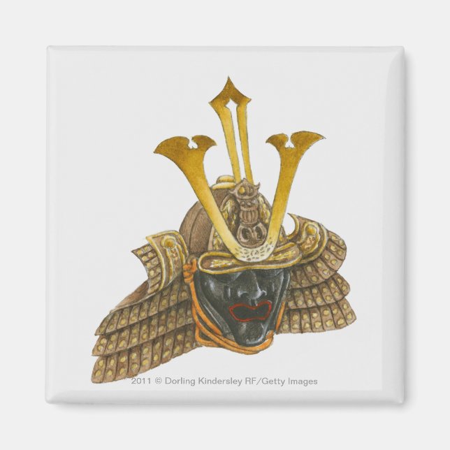 Illustration av 1600-talets samurai helmet magnet (Framsidan)