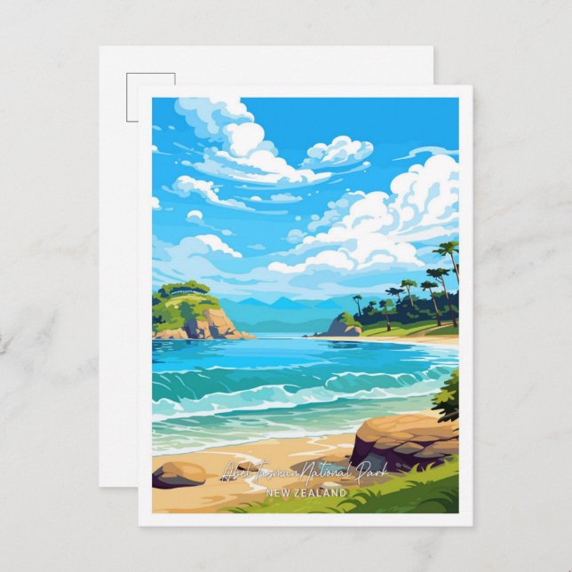 illustration av Abel Tasman National Park Travel Vykort (Fram/baksida)