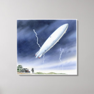 Illustration av airshipen som slås av blixt canvastryck