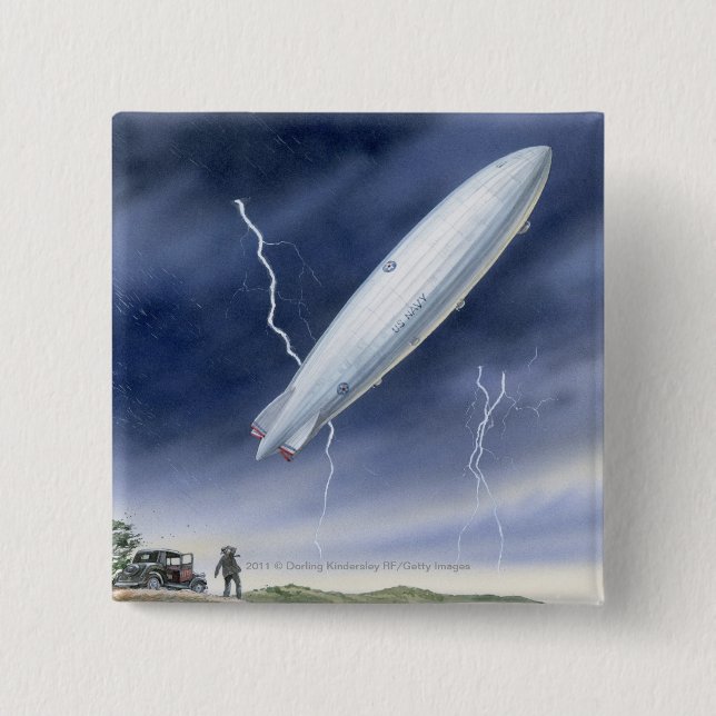 Illustration av airshipen som slås av blixt knapp (Framsida)