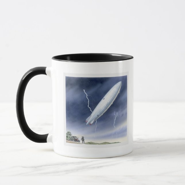 Illustration av airshipen som slås av blixt mugg (Vänster)
