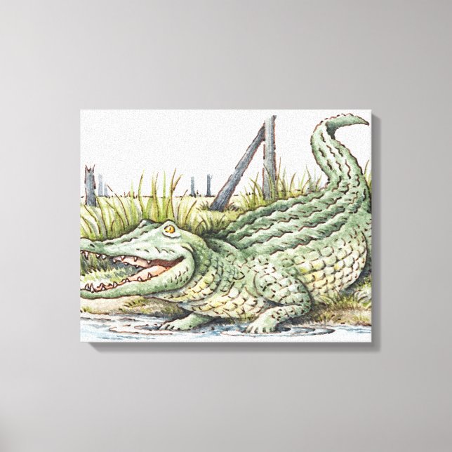Illustration av alligator på kusten canvastryck (Framsida)