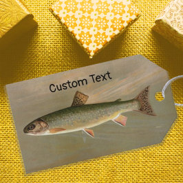 Illustration av American Brook Trout Fish Vintage Presentetikett