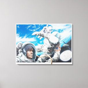 Illustration av amerikanastronaut i utrymme canvastryck