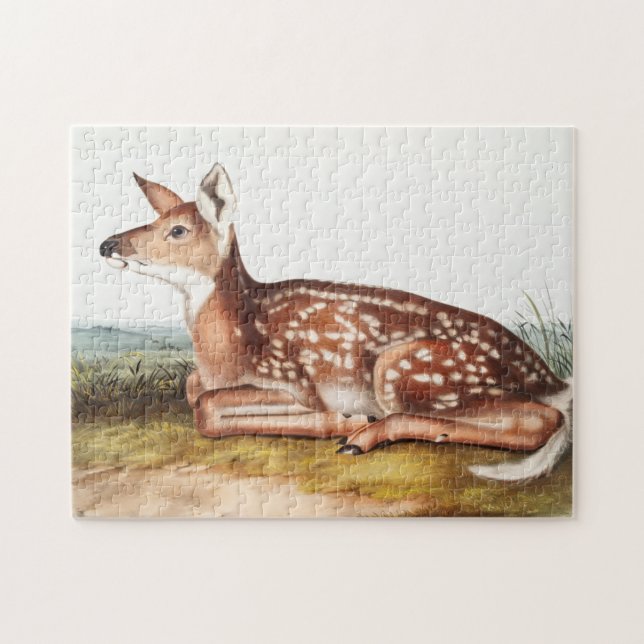 Illustration av amerikansk Hjort (Cervus Virginian Pussel (Horisontell)