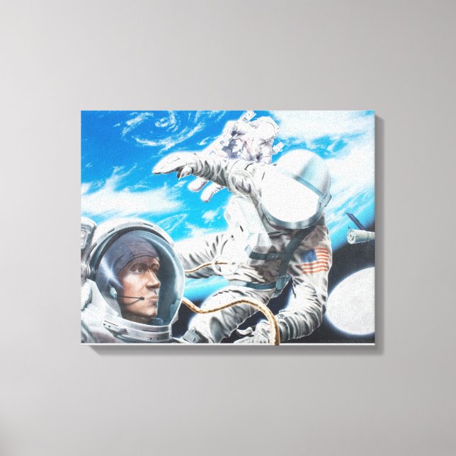 Illustration av amerikanska astronauter i rymden canvastryck (Framsida)