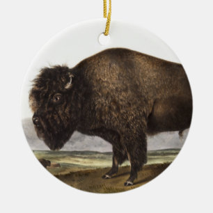Illustration av amerikanska Bison (Bos Americanus) Julgransprydnad Keramik