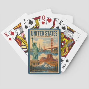 Illustration av amerikanska landmärken casinokort