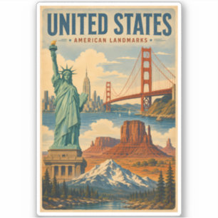 Illustration av amerikanska landmärken klistermärken