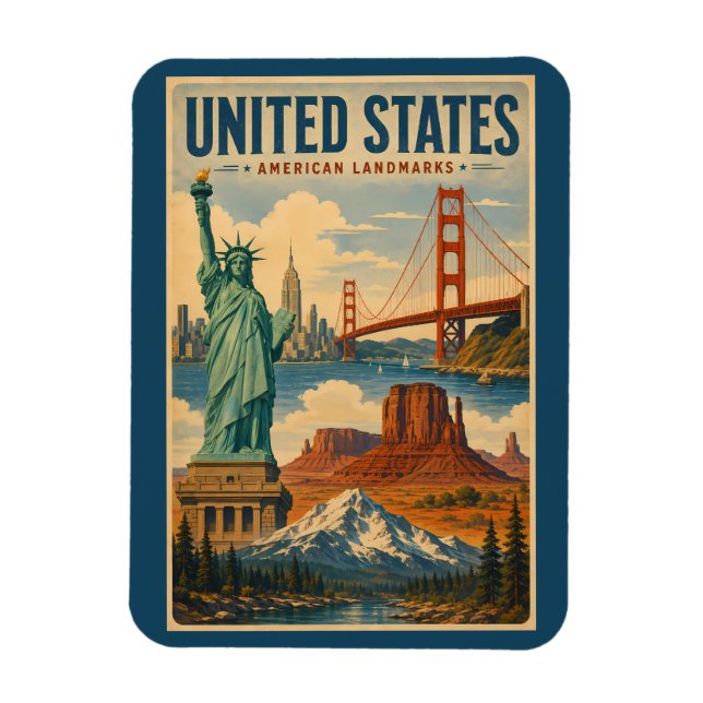 Illustration av amerikanska landmärken magnet (Vertikal)
