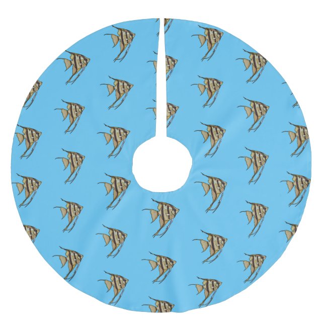 illustration av Angelfish-tecknad Julgransmatta Borstad Polyester (Framsidan)