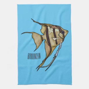 illustration av Angelfish-tecknad Kökshandduk