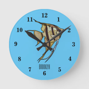 illustration av Angelfish-tecknad Rund Klocka