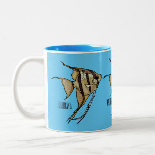 illustration av Angelfish-tecknad Två-Tonad Mugg