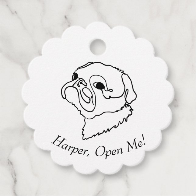 Illustration av anpassade Line Art Teckning Gåvor Etiketter (Framsida)