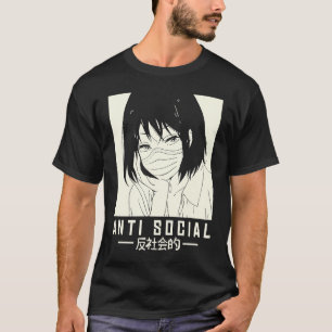 Illustration av antisociala japanska flickor med A T Shirt