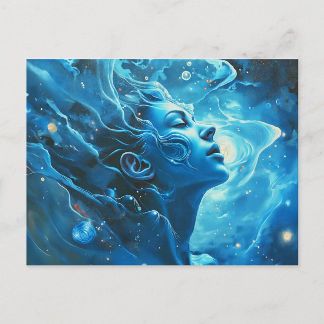 Illustration av Aquarius Zodiac-tecken Vykort (Framsida)