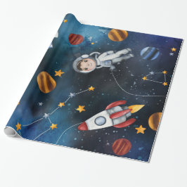 Illustration av astronaut i rymden Mönster Presentpapper