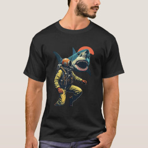 Illustration av återro Scuba Diver Shark Attack T Shirt