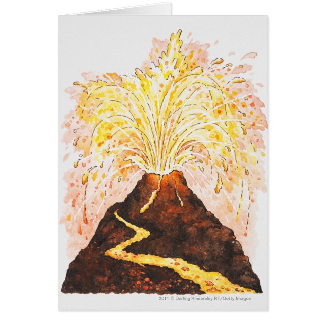 Illustration av att få utbrott för vulkan hälsningskort (Framsidan)