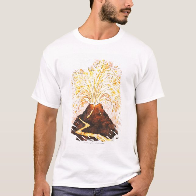Illustration av att få utbrott för vulkan tee shirt (Framsida)