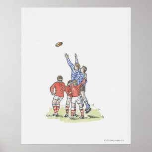 Illustration av att manar spelar rugby-hoppet i lu poster