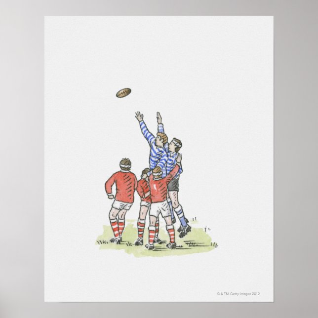 Illustration av att manar spelar rugby-hoppet i lu poster (Framsidan)