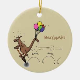 illustration av australisk tecknad humor kangaroo julgransprydnad keramik