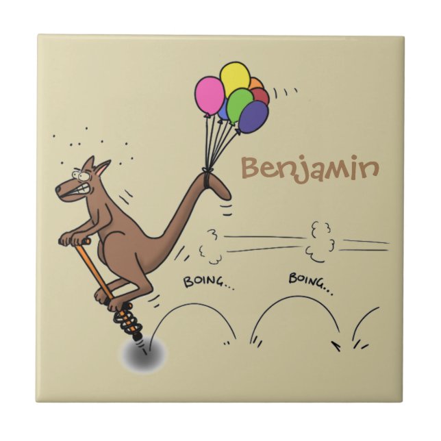 illustration av australisk tecknad humor kangaroo kakelplatta (Framsidan)