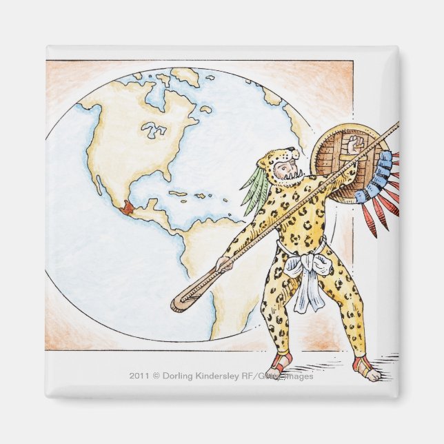 Illustration av Aztec Jaguar Warrior Magnet (Framsidan)