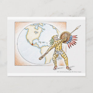 Illustration av Aztec Jaguar Warrior Vykort