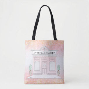Illustration av bakery Cafe Rosa Glitter Tote Ba Tygkasse
