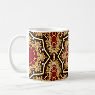 illustration av bakgrunden ram med pärlor och guld kaffemugg