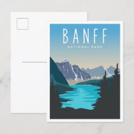 Illustration av Banff nationalpark Vintage resor Vykort