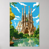 illustration av Barcelona Spanien vintage resor