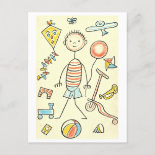 Illustration av barnens Leksak Vintage Vykort
