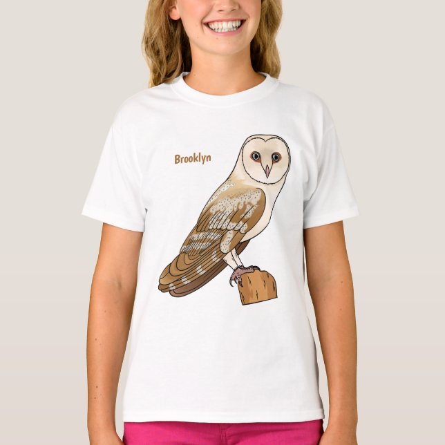 Illustration av barnuggla i tecknad stil t shirt (Framsida)