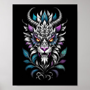 Illustration av Beasten Mystical - Brinnande Ögon Poster