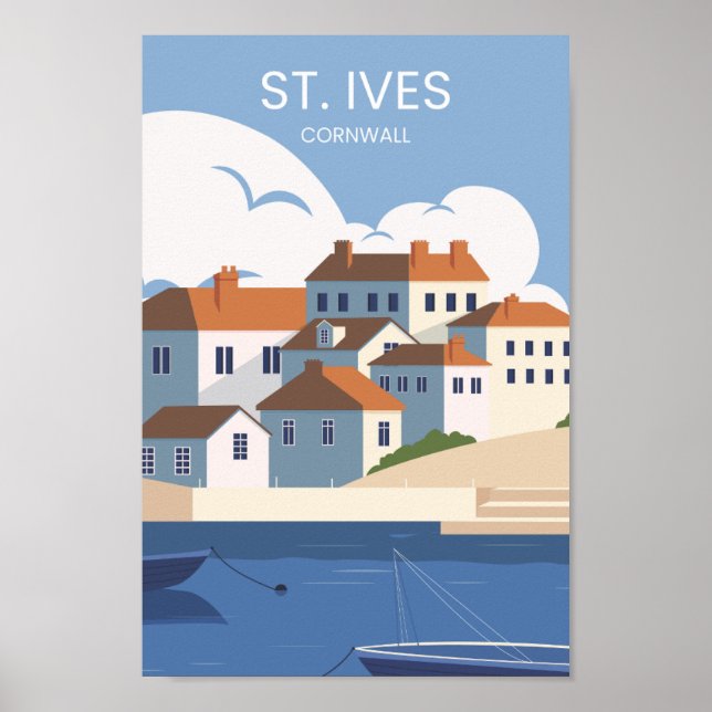 Illustration av Berömden St Ives Cornwall Travel S Poster (Framsidan)